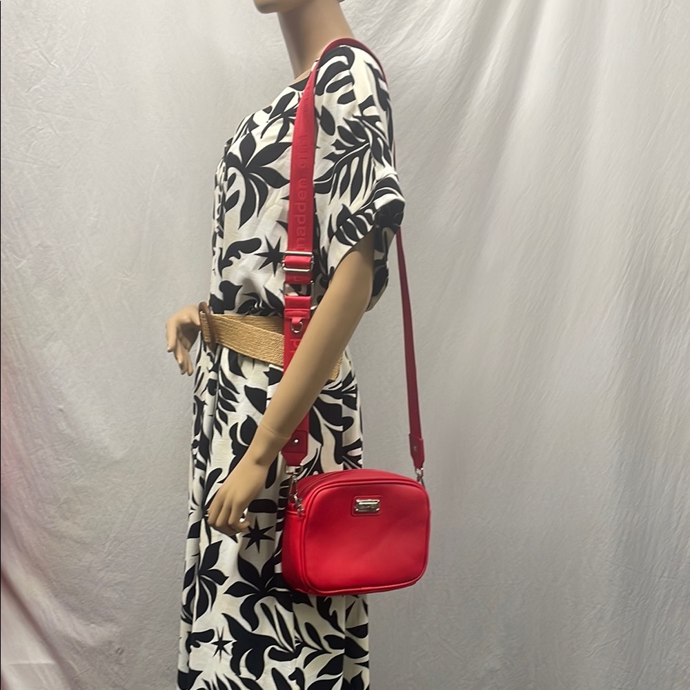 Madden Girl Red Crossbody Bag Logo Strap Zip Top with Coin Purse NWOT